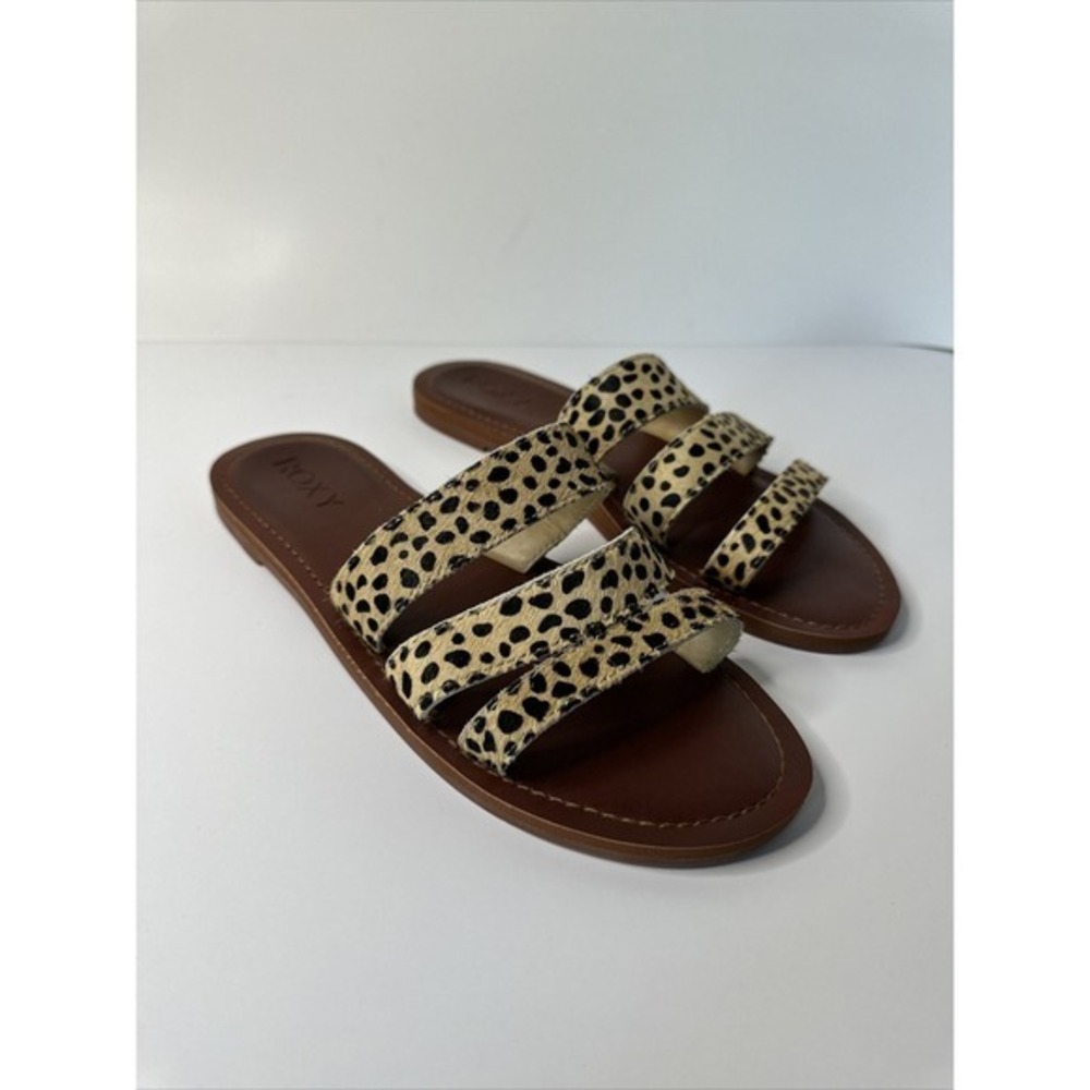 Roxy Women's Wyld Rose Leather Sandals CD4 Cheetah Print Size US 7. Very Good. - Picture 3 of 11